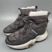 厚底鞋 品牌36真皮运动风厚底高帮鞋 女加绒保暖交叉绑带圆头休闲鞋