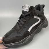 品牌黑色真皮高帮休闲鞋 子 轻便舒适系带鞋 女35码 百搭透气运动板鞋