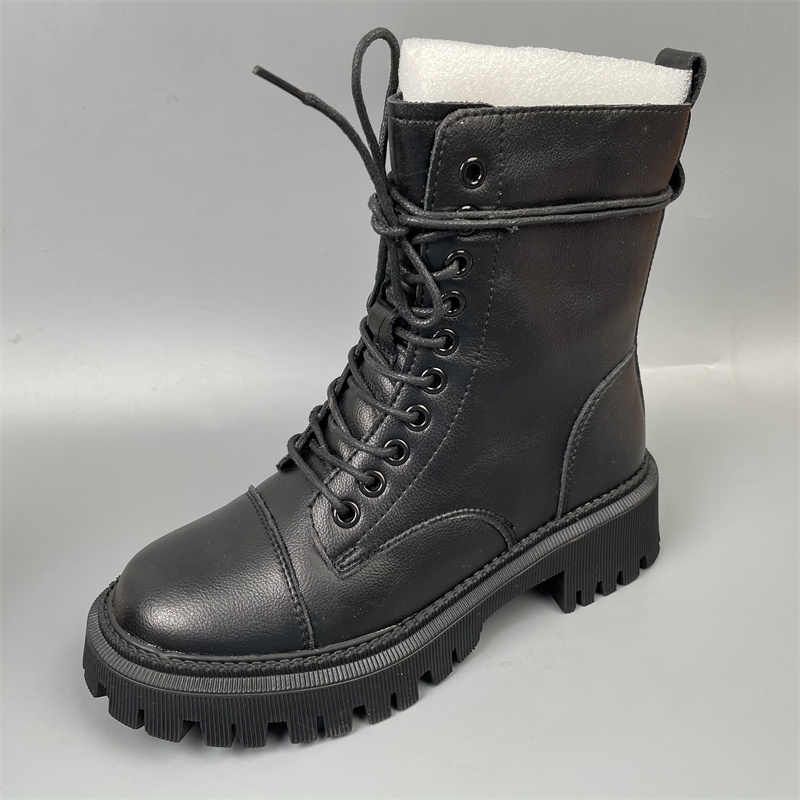 牛皮加厚绒毛保暖中筒马丁靴女34