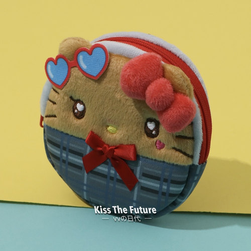 Sanrio/三丽鸥kitty美乐蒂库洛米黑皮可爱零钱包收纳包挂饰