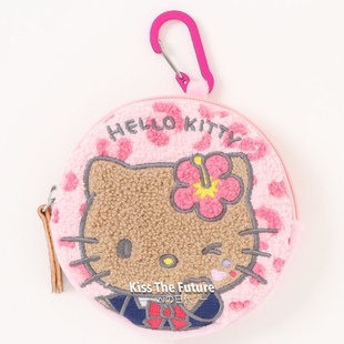 Sanrio/三丽鸥kitty美乐蒂花小兔毛线圈刺绣零钱包收纳包挂饰