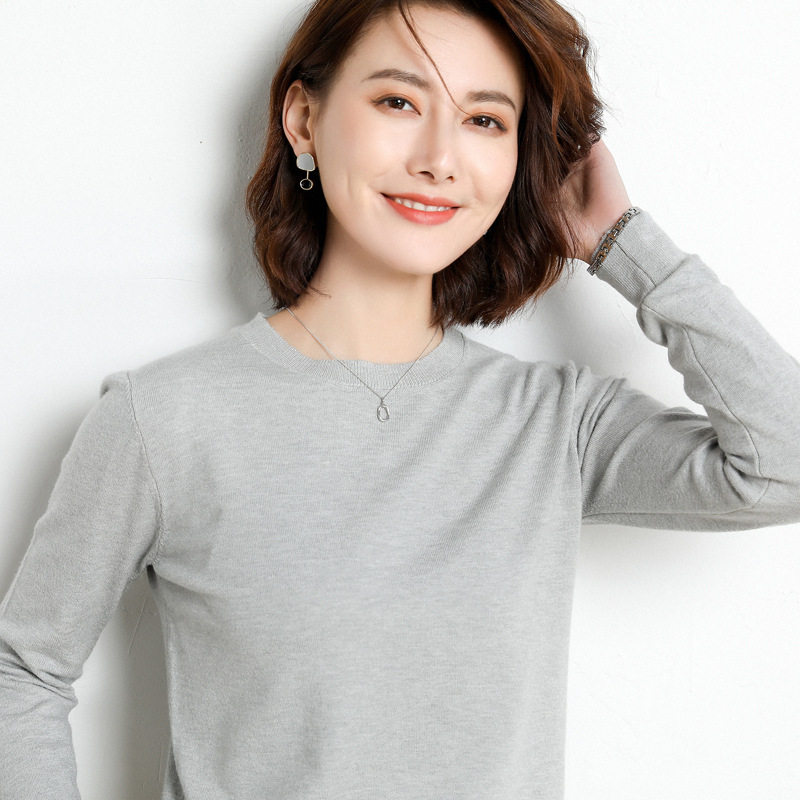 外贸女士短款薄款纯色毛衣