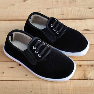 冬季加绒保暖手工棉布鞋中老年套脚软底防滑防臭棉鞋男女士一脚蹬