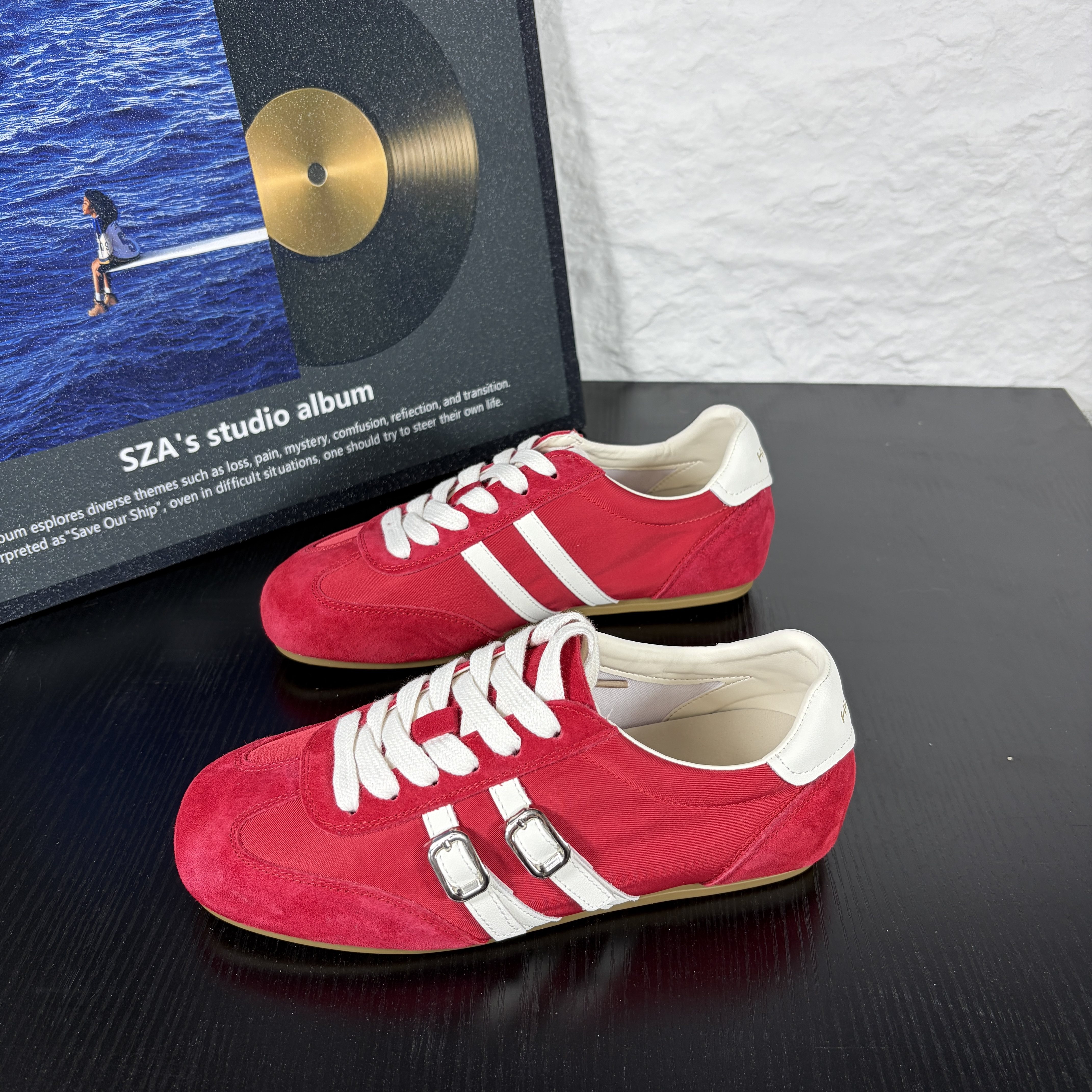 经典红色内增高德训鞋女透气春夏薄款户外运动鞋轻便百搭平底系带