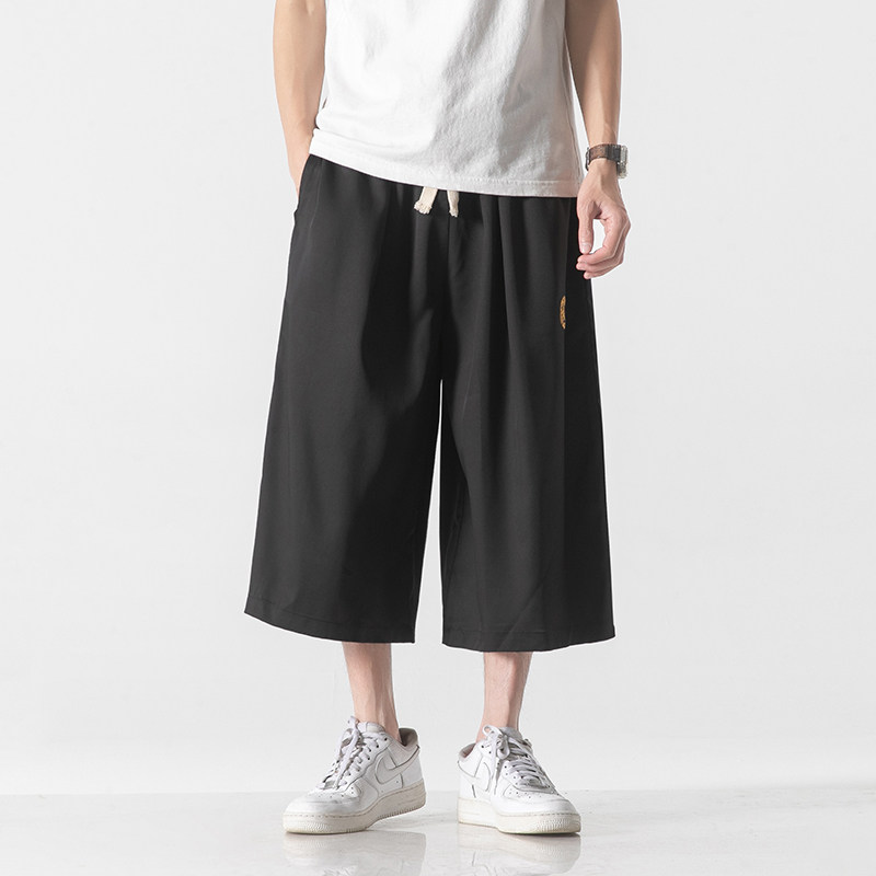 风夏季七分裤男士大码刺绣冰丝休闲裤A321-1-K932-P50，男装休闲裤，电商A321-1（原钱塘6020）