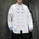 春秋中式复古太极服汉服风拼接亚麻棉麻衬衫A321-1-C631-P70，男装衬衫，电商A321-1（原钱塘6020）