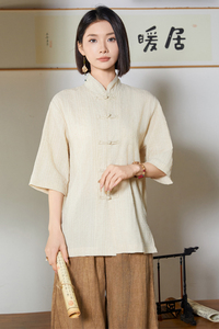 风衬衫男夏季大码中式棉麻衬衣唐装上衣汉服A321-1-C657-P70图片