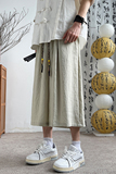 新中式夏季宽松直筒垂感七分阔腿风亚麻男裤A321-1-K937-P60，男装休闲裤，电商A321-1（原钱塘6020）
