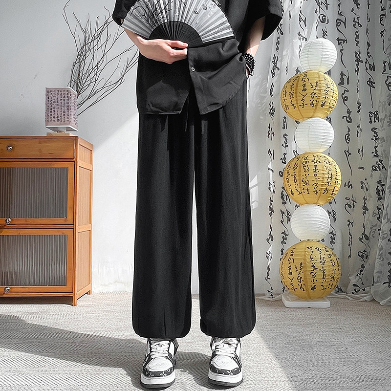 夏季新中式阔腿束脚宽松亚麻裤垂感风男裤A321-1-K936-P70,男装休闲裤,电商A321-1（原钱塘6020）