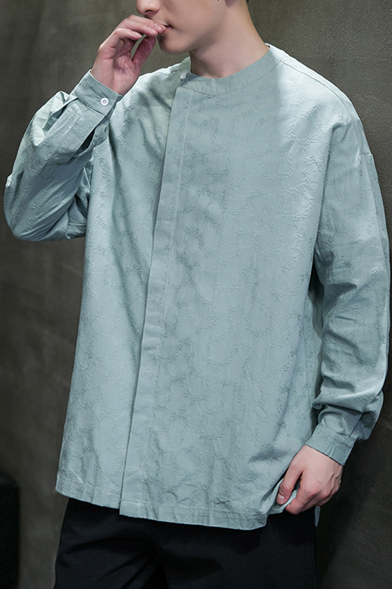 春夏提花风男女复古茶服新中式禅服打底汉服A321-1-T822-P65,男装T恤,电商A321-1（原钱塘6020）