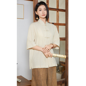 风衬衫男夏季大码中式棉麻衬衣唐装上衣汉服A321-1-C657-P70图片