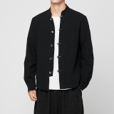 风衬衫男装复古风男士大码休闲立领长袖衬衣A321-1-C603-P65，男装衬衫，电商A321-1（原钱塘6020）