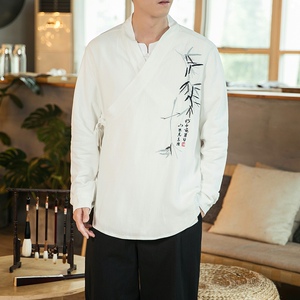 风汉服男古风仙气风衣亚麻大码宽松刺绣外套A321-1-F02-P70图片