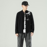 风男装鹤刺绣亚麻长袖衬衫中式盘扣立领唐装A321-1-C626-P70，男装衬衫，电商A321-1（原钱塘6020）