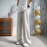 秋季新中式垂感长裤宽松阔腿风亚麻拖地裤A321-1-K938-P70，商品下架区，电商A321-1（原钱塘6020）