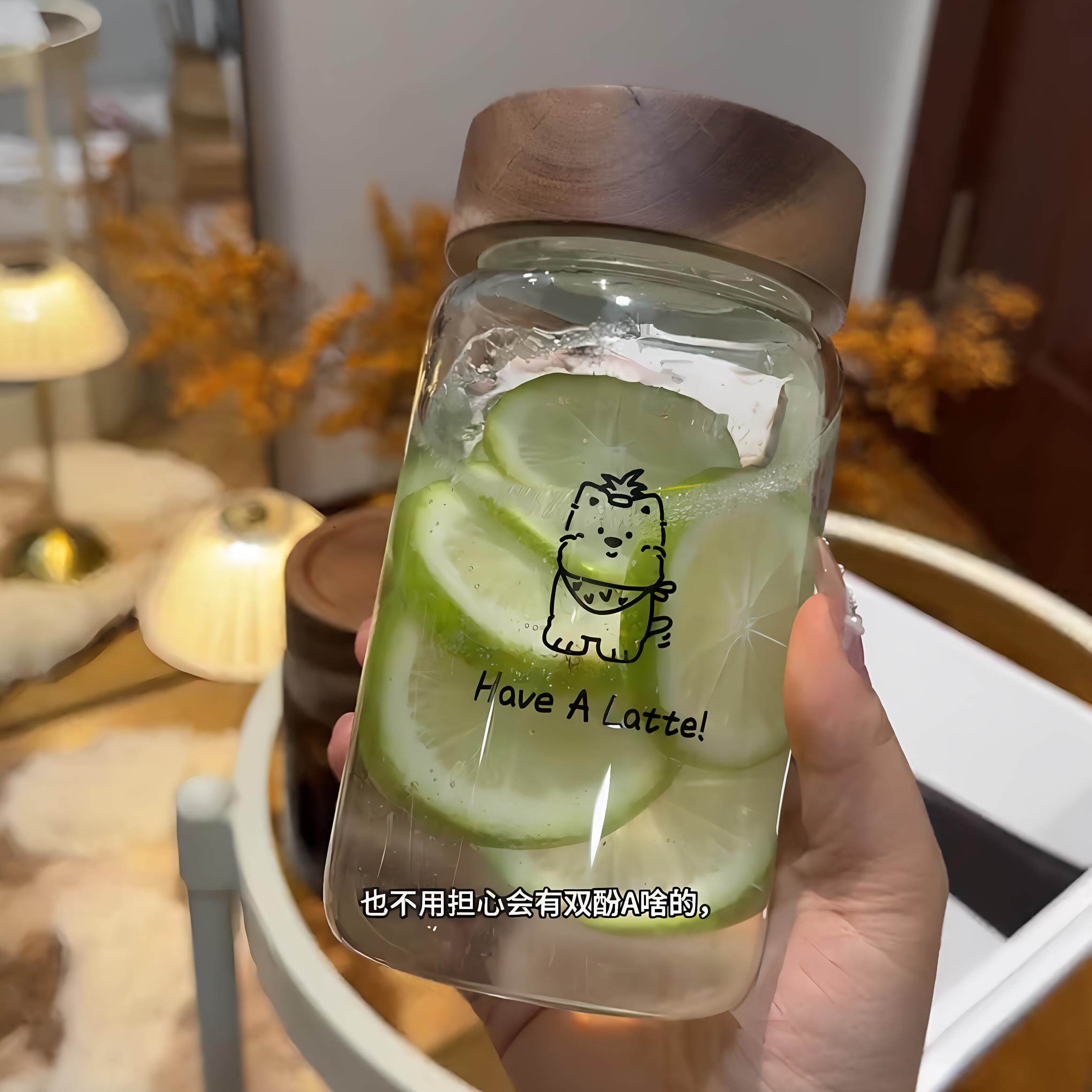相思木盖小狗玻璃杯创意