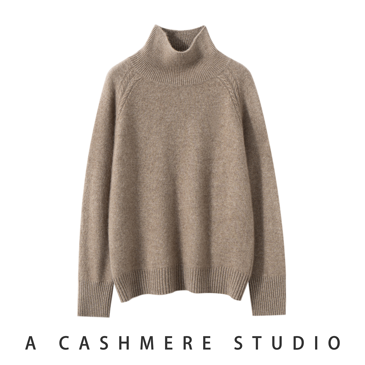 羊绒高立领套头毛衣插肩宽松加厚