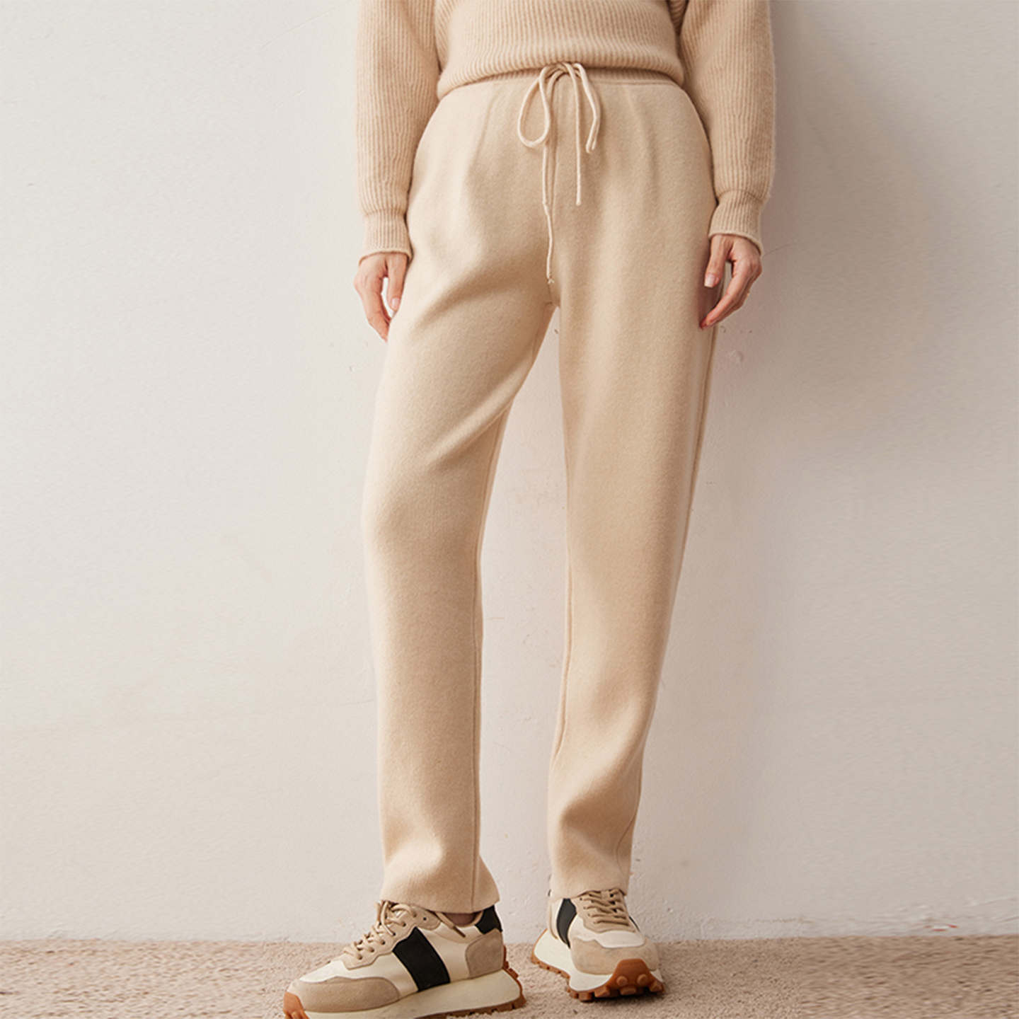 高腰小脚山羊绒裤女加厚针织长裤