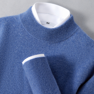 一线成衣半高领羊绒衫男纯色套头毛衣商务休闲宽松秋冬内搭打底衫