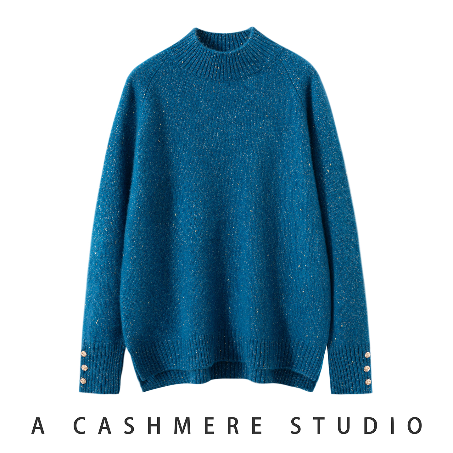 金豆纱半高领加厚亮丝山羊绒衫