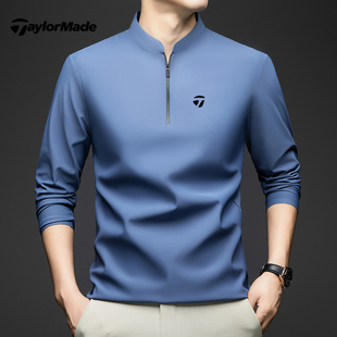 Taylormade泰勒梅高尔夫polo衫立领男士秋季速干运动休闲长袖T恤