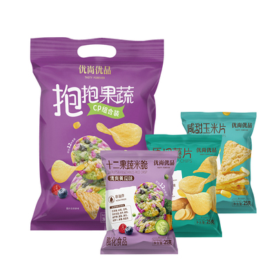 优尚优品-抱抱果蔬8袋装 薯片玉米片十二果蔬米脆组合装