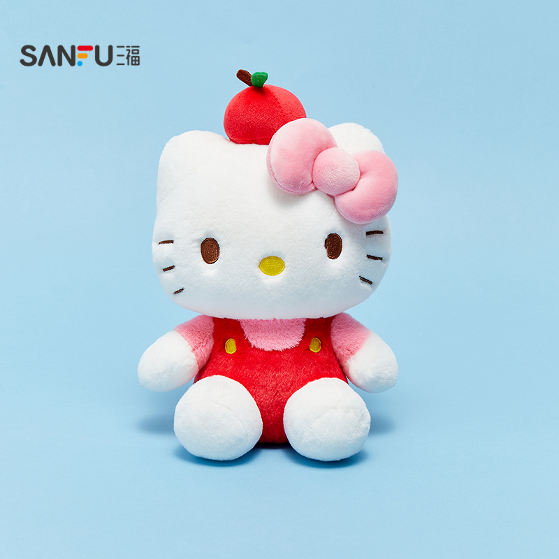 三福三丽鸥苹果凯蒂猫公仔8寸 可爱创意毛绒玩具玩偶850267