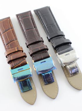 Poscer宝时捷原装M-6080男女黑色棕色真皮手表带L-6080正品手表带