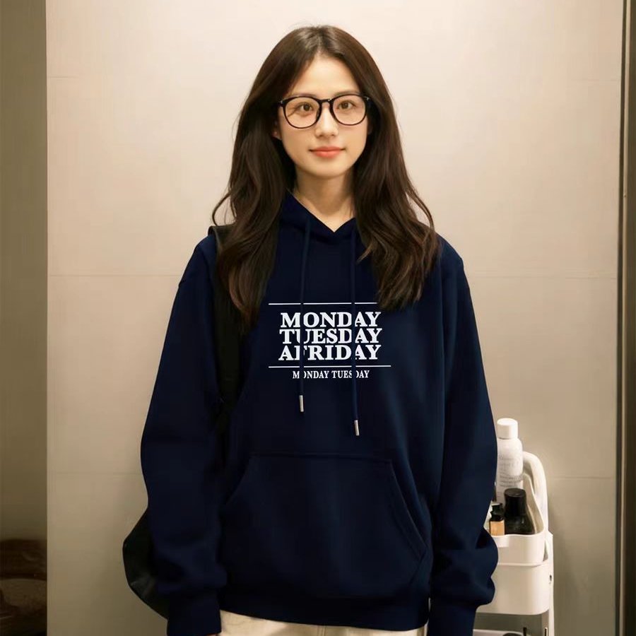 高品质 含棉 华棉复合 cvc罗纹 连帽印花卫衣女 常规加绒