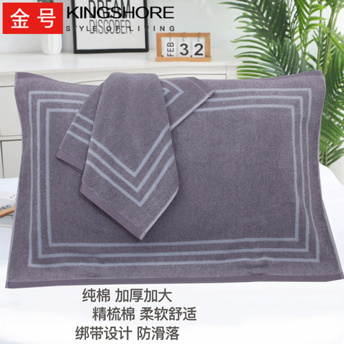 金号纯棉厚实加大带绑带柔软舒适家用枕巾2条高端精梳棉成人正品