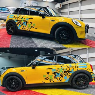 mini车贴拉花R55F56Cooper 车身机盖装 饰改装 贴纸 MINIone个性