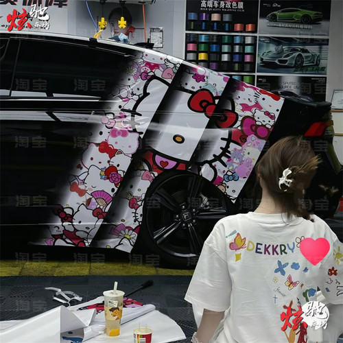 特斯拉Model Y 3车贴拉花海豹领克03雅阁思域 KT猫车身凯蒂猫贴纸