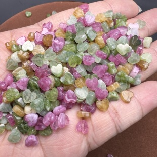 批发彩色碧玺爱心形裸石戒面6x2.5mm颜色美丽diy小配件散珠饰品
