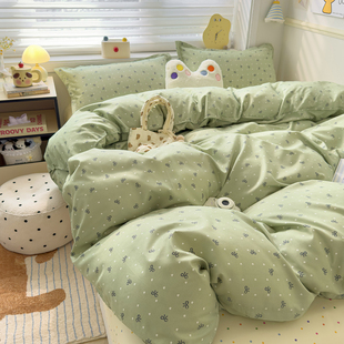 南通家纺简约纯色床品四件套全棉纯棉床单被套学生宿舍三件套四季
