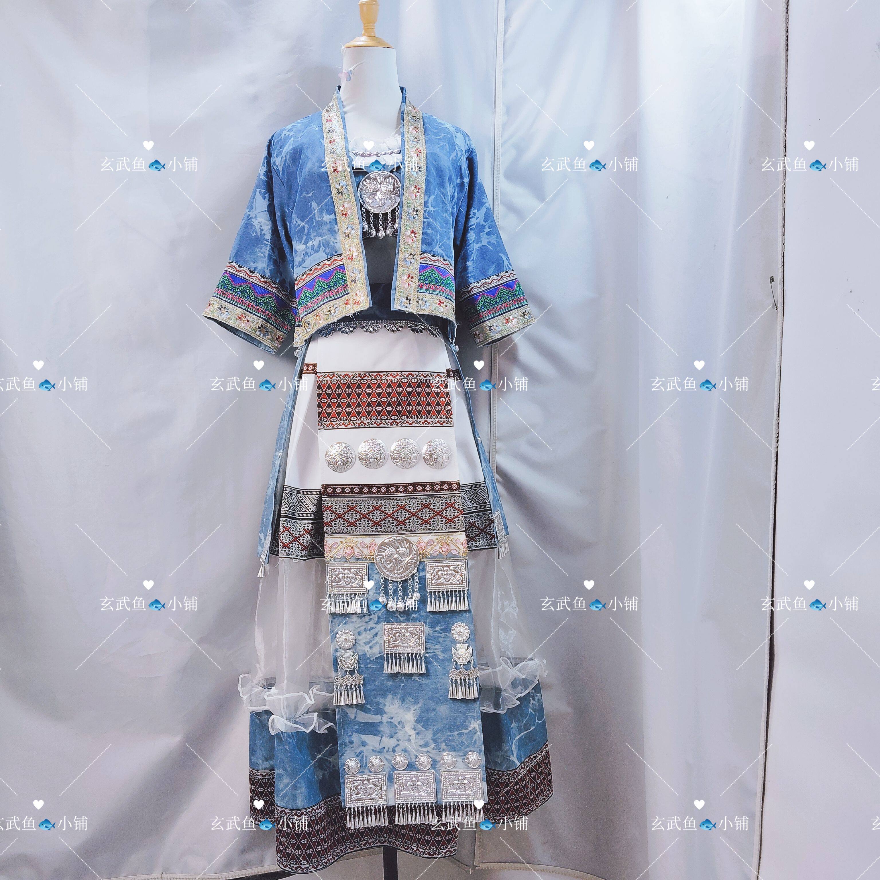 苗族服装苗疆少女蜡染扎染服装少数民族小清新少女旅拍舞台服新款