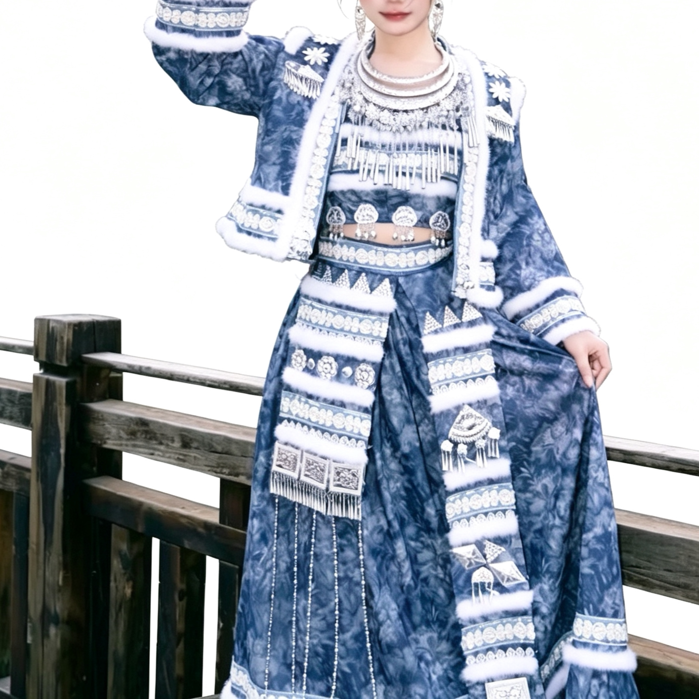 四季少数民族服装微硬牛仔扎染民族特色套装日常舞台演出旅拍服装