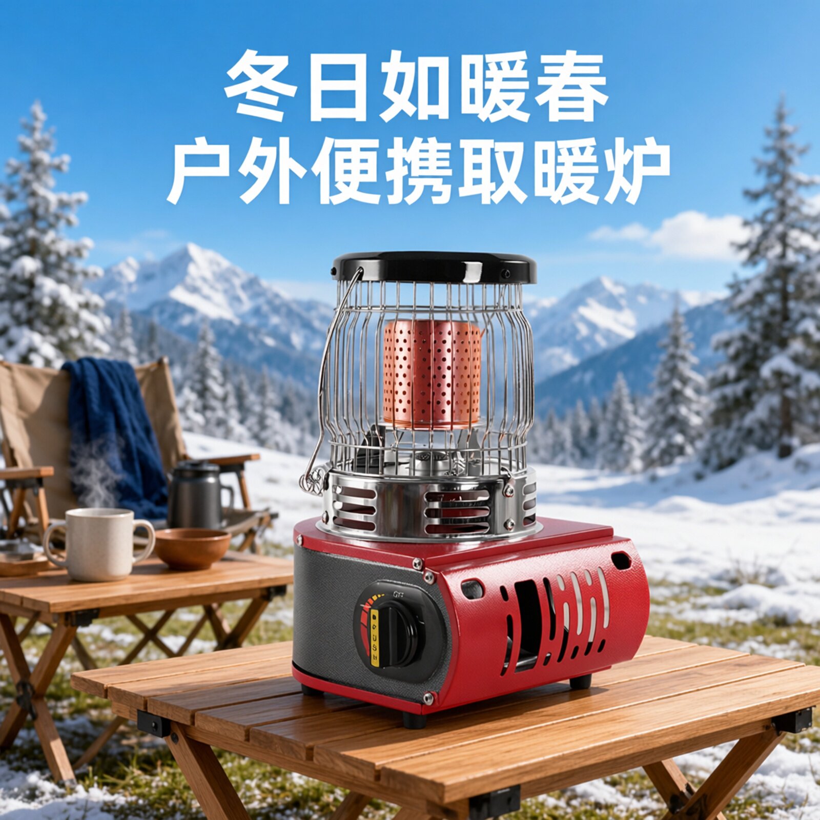 露营帐篷防风便携燃气取暖炉