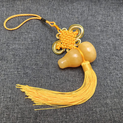 大号天然黄玉葫芦天医葫芦吊五帝钱六帝钱中国结挂件红黄色绳