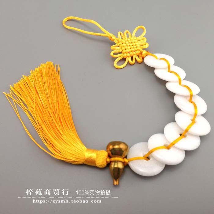 八白玉铜葫芦六白玉铜铃铛挂件