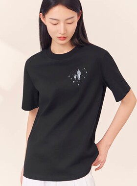 A家专柜正品2026夏季新款字母印花百搭圆领T恤女530092-42236BE