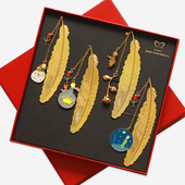 小王子玫瑰金属书签立体玫瑰大羽毛情人节学生周边送礼情侣七夕