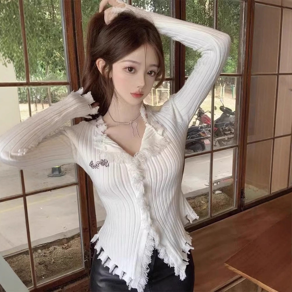 不规则毛衣女2025春秋新款内搭打底衫紧身针织衫设计感长袖上衣潮