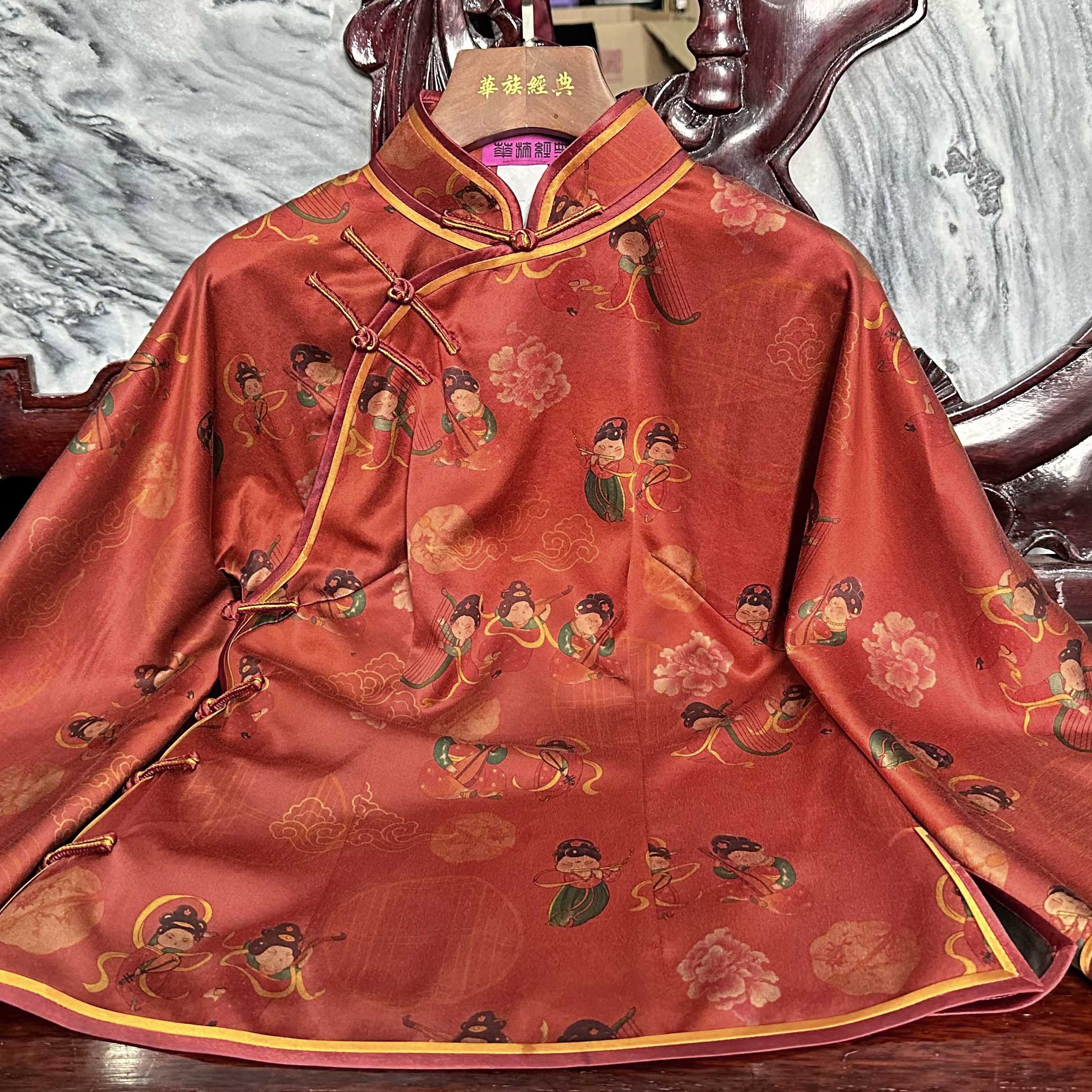 华族经典【红颜如醉】重工复古小唐人香云纱改良版女时尚唐装上衣