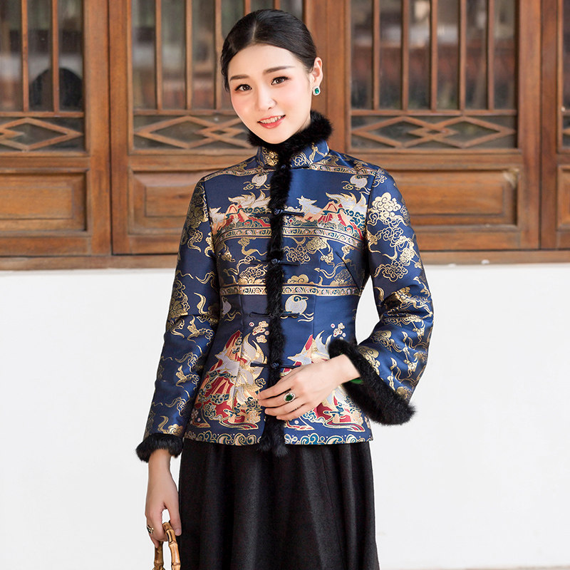 华族经典唐装上衣女日常改良时尚对襟中式复古长袖旗袍棉袄女秋冬
