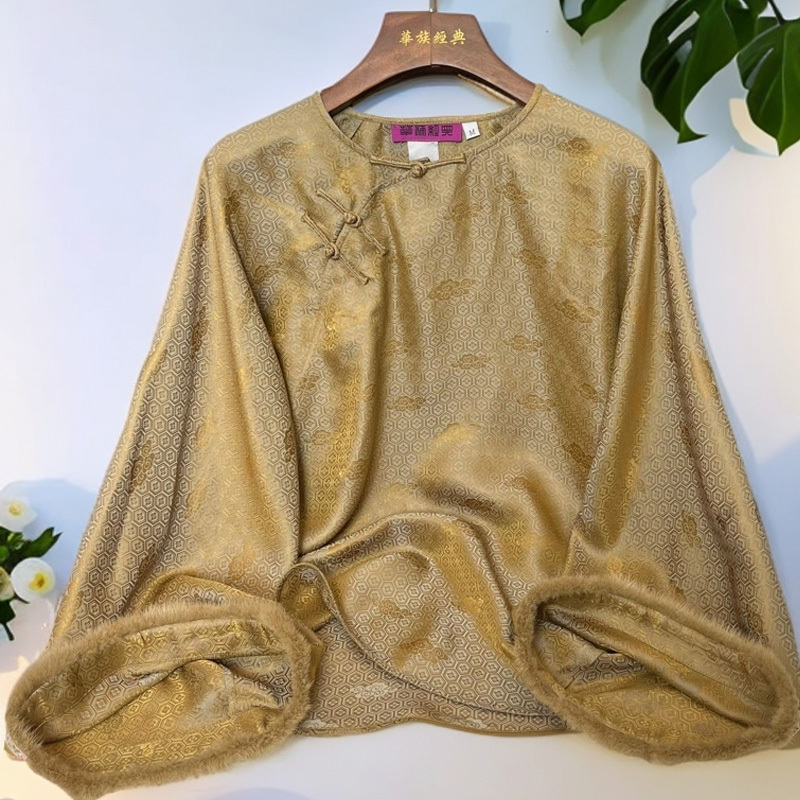华族经典（凌花语）真丝桑蚕丝高端复古中国风中式唐装上衣打底衫