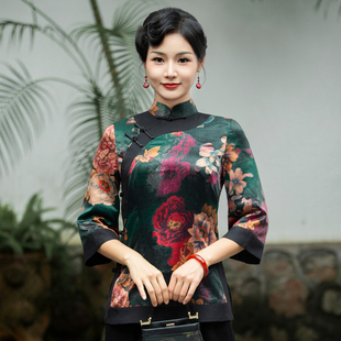 华族经典旗袍上衣新款中式复古优雅短款开襟盘扣中国风女士唐装夏