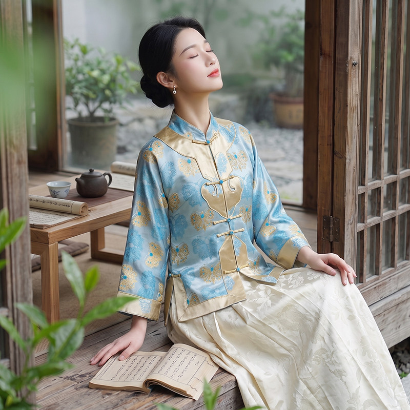 华族经典宋锦上衣唐装女重工如意气质高端桑蚕丝国风汉服外套宛韵