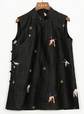 华族经典唐装上衣女中长款绣花改良新中式香云纱太太服夏250409