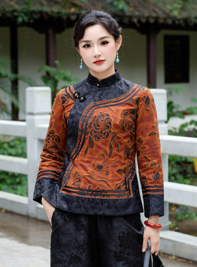 华族经典夹棉唐装女全开襟式高端保暖中式复古盘扣上衣冬251009T