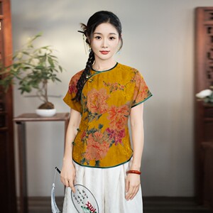 改良唐装女香云纱中式开襟